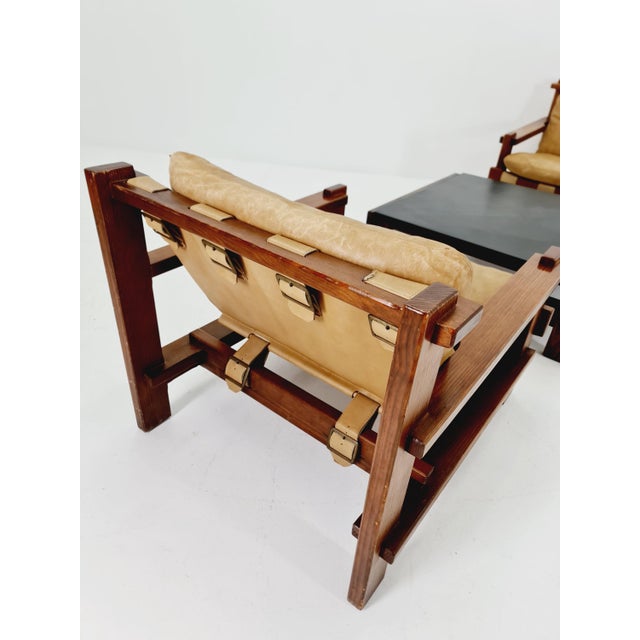 Mid-Century Lounge Chairs and Coffee Table in Leather and Wood by Carl Straub, Germany, 1960s, Set of 3 For Sale - Image 5 of 18