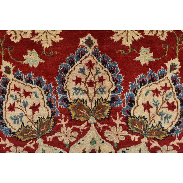 Kashan Rug 9’11” X 13′ Red Wool Vintage Traditional Hand-Knotted Carpet For Sale - Image 9 of 15