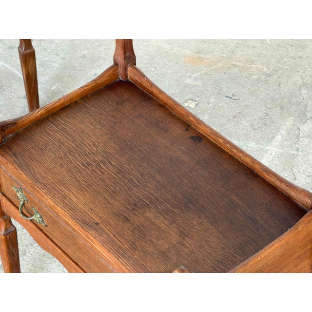 Brown Danish Brutalist Oak Bedside Tables by Henning Kjærnulf, 1960s, Set of 2 For Sale - Image 8 of 11