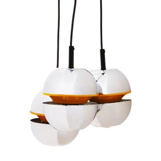 20th Century Space Age Orange and Chrome 3-Light Chandelier For Sale