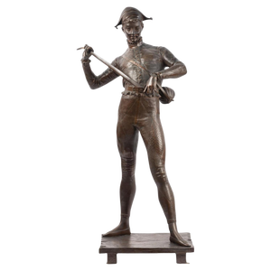 Large Bronze Sculpture of Harlequin by Paul Dubois