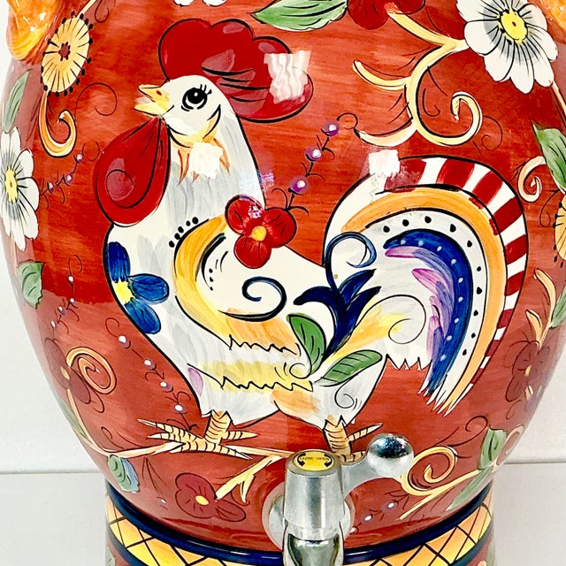 Ceramic 1980s Vintage Mediterranean Italian Style Boho Chic Ceramic Beverage Dispenser & Heating Base - 3 Piece Set. For Sale - Image 7 of 12