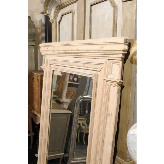 Large French 19th Century Neutral Trumeau Wall Mirror With Natural Wood Finish For Sale In Atlanta - Image 6 of 9