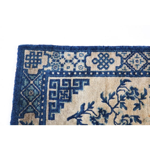 Early 20th Century Antique Chinese Peking Rug in Indigo & Ivory With Classic Scholar Motifs -2' 1'' X 4' 1'' For Sale - Image 5 of 12