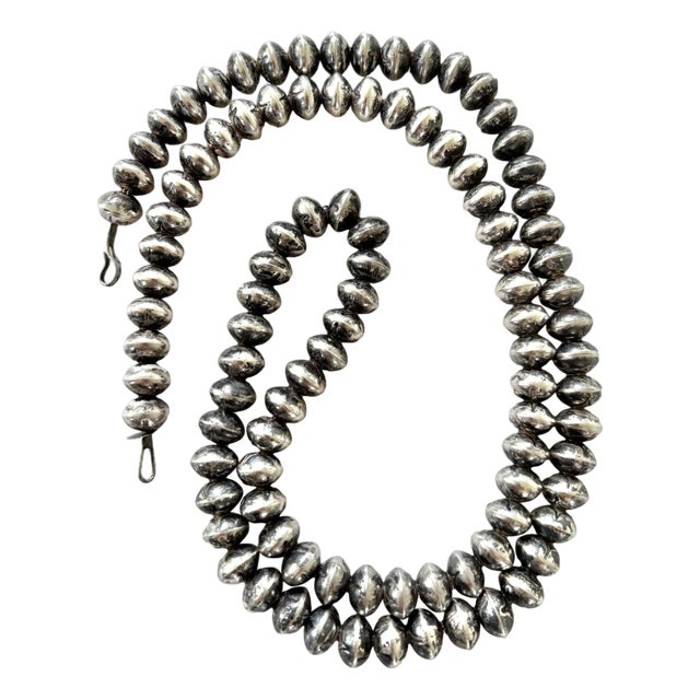 Sterling Silver Vintage Southwestern American Beaded Necklace For Sale