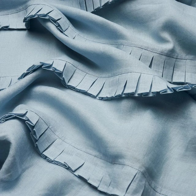 Contemporary Sample - Schumacher Dorothy Pleated Linen Fabric in Chambray For Sale - Image 3 of 4