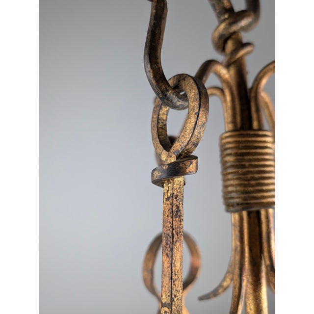 Gold Sculptural Fireplace Tools in Gilded Wrought Iron, 1960s, Set of 5 For Sale - Image 8 of 10