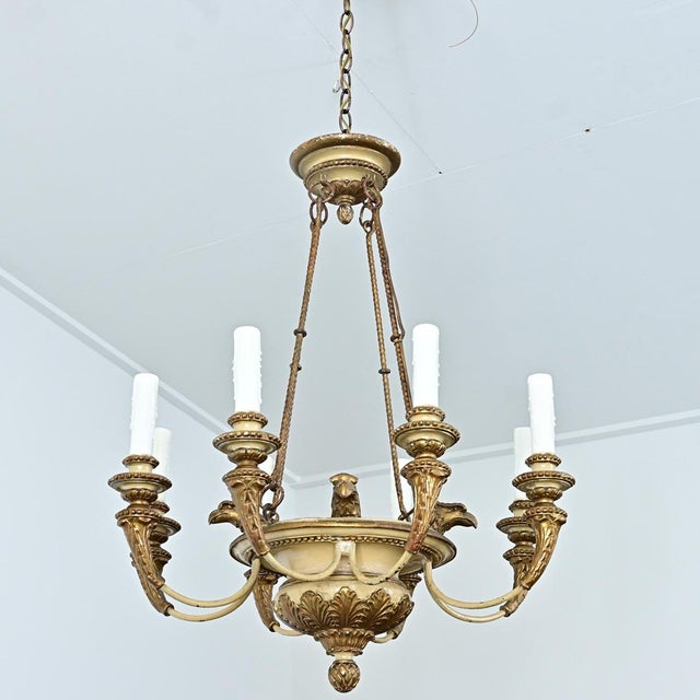 19th Century French Carved and Painted Chandelier For Sale - Image 10 of 16