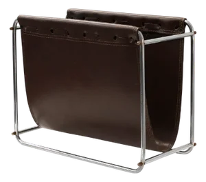Vintage Magazine Rack in Chrome and Faux Leather, France, 1960s