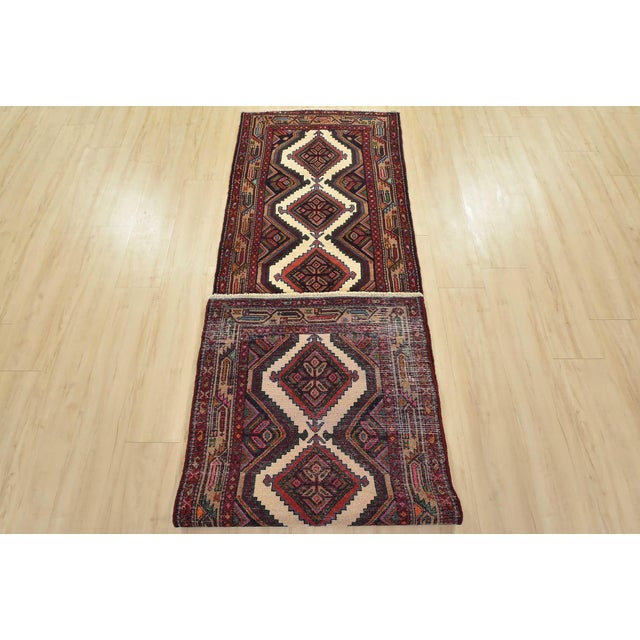 Hamedan Runner 2’9” X 9’2” Ivory Wool Vintage Tribal Hand-Knotted Rug For Sale - Image 13 of 14