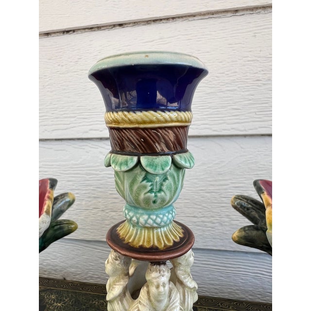 Antique English Wedgwood Majolica Candlestick Candle Holder Cinque Cento C1876 For Sale - Image 13 of 18