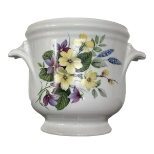 Vintage Limoges France Porcelain Cachepot With Flowers