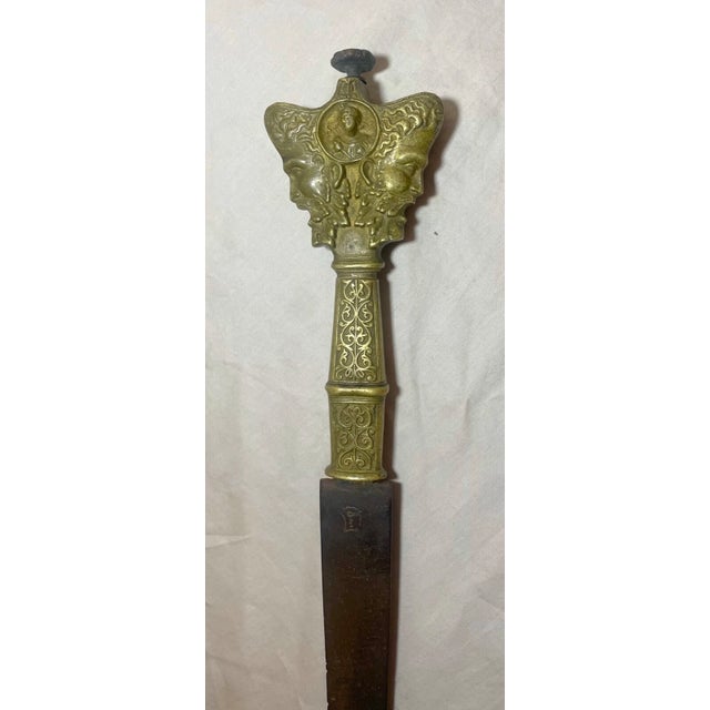 Share Rare Antique 19th Century European Figural Brass Bronze Steel Sword Dagger Blade For Sale - Image 13 of 17