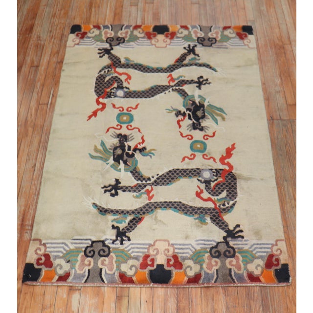 Dragon Tibetan Vintage Rug For Sale - Image 9 of 18