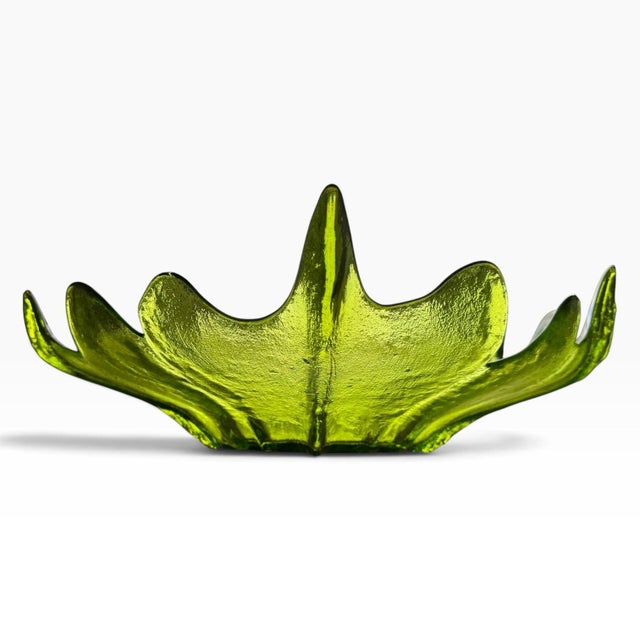 Vintage Viking Glass Epic Stockholm Green Spiked Lotus Bowl by Wayne Husted For Sale - Image 4 of 7