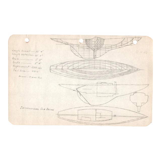 1940s Maine Marine Architectural Drawing on Paper For Sale