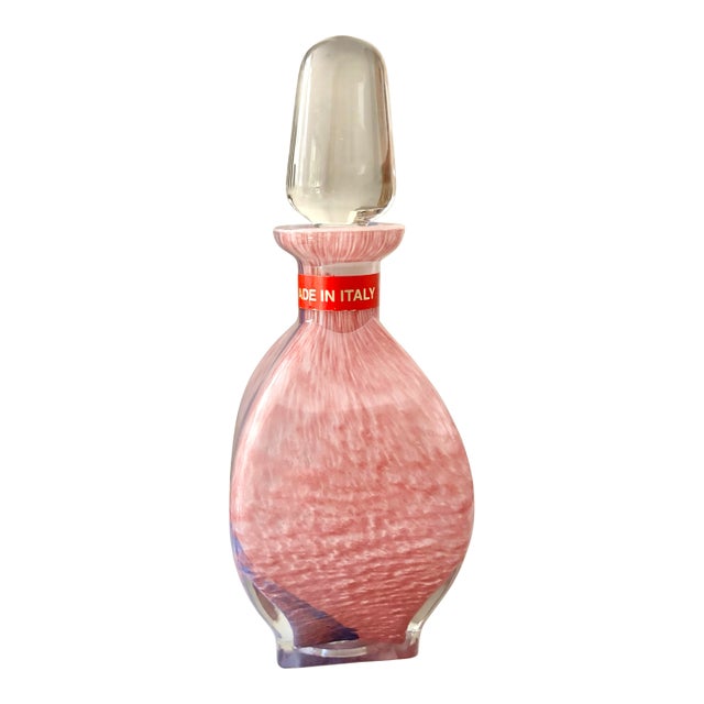 Vintage Italian Murano Glass Pink and Blue Perfume Bottle With Stopper For Sale
