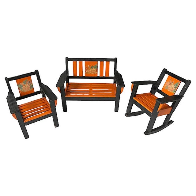 Wood Miniature Vintage Garden Furniture, S/3 For Sale - Image 7 of 7