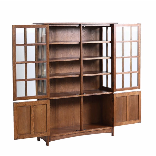 Mission Oak 4 Door Display China Cabinet - Walnut - 49"w For Sale - Image 10 of 13