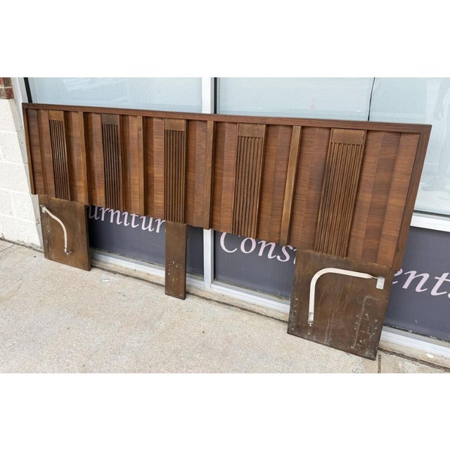 1970s Brutalist-Inspired King Size Headboard With Twin Metal Frames For Sale - Image 4 of 13