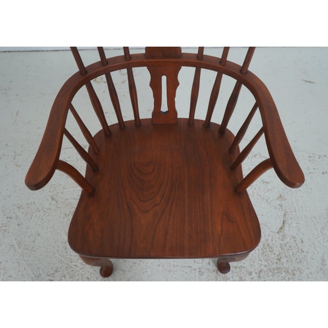 Brown Set of 6 Solid Cherry Brace Back Windsor Chairs For Sale - Image 8 of 18