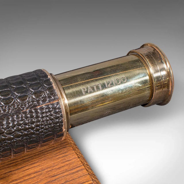 Black Large Vintage Wwii Telescope, English, Brass, Military Broad Arrow, Ottway & Co For Sale - Image 8 of 9