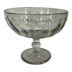 Antique Early 19th Century American Federal Pittsburgh Flint Cut Glass Crystal Footed Compote or Bowl for Fruit or Punch