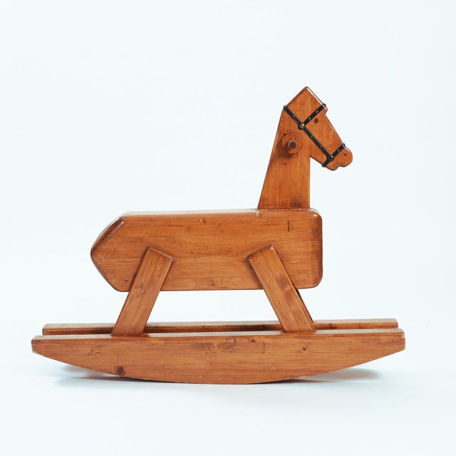 Large Vintage Dutch Rocking Horse in Pine, 1960s For Sale - Image 6 of 16