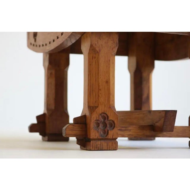 Masterfully crafted Antique Dutch Arts & Crafts footstool / stool made in the 1900s. Gorgeous European oak with amazing...