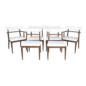 American Mid-Century Modernist Dining Chairs-Set of 6, 2 Arms, 4 Sides
