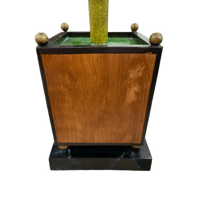 Late 20th Century Vintage Potted Palm Tree Tole Lamps in Planters - a Pair For Sale - Image 5 of 11