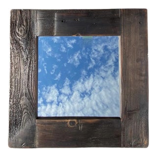 Vintage Barn Wood Mirror Dark Stain Real Wood For Sale