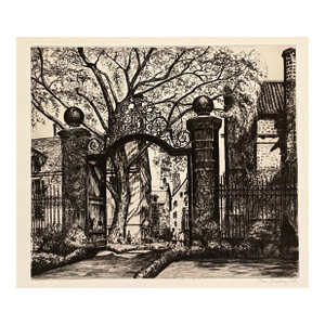 Max Kuehne Vanderbilt Gate Yale University Etching