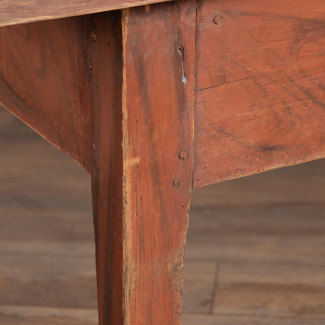 Wood 19th Century Original Red Painted Swedish Pine Farm Table Console For Sale - Image 7 of 15
