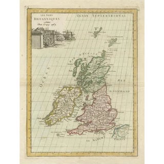 Antique Map of the British Isles with Hand Coloring For Sale