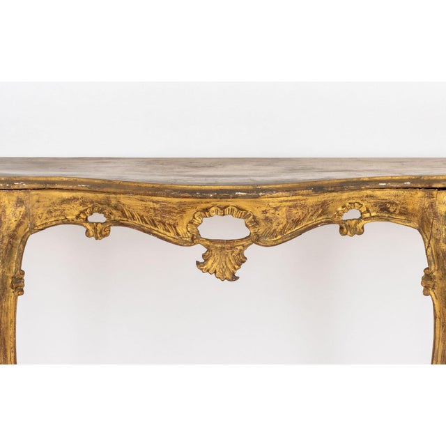 Italian Louis XV Style Giltwood Console Table For Sale - Image 4 of 7