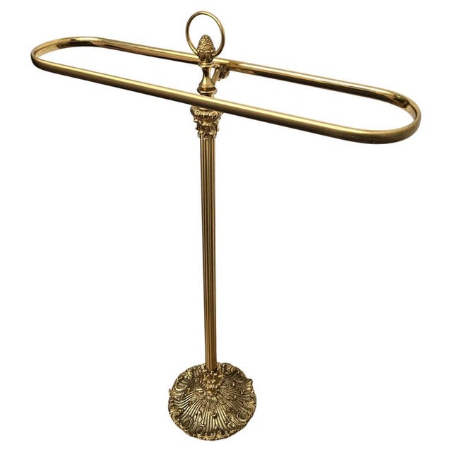 Gold Italian Hollywood Regency Golden Brass Towel Rack from Milo Baughman, 1970s For Sale - Image 8 of 8