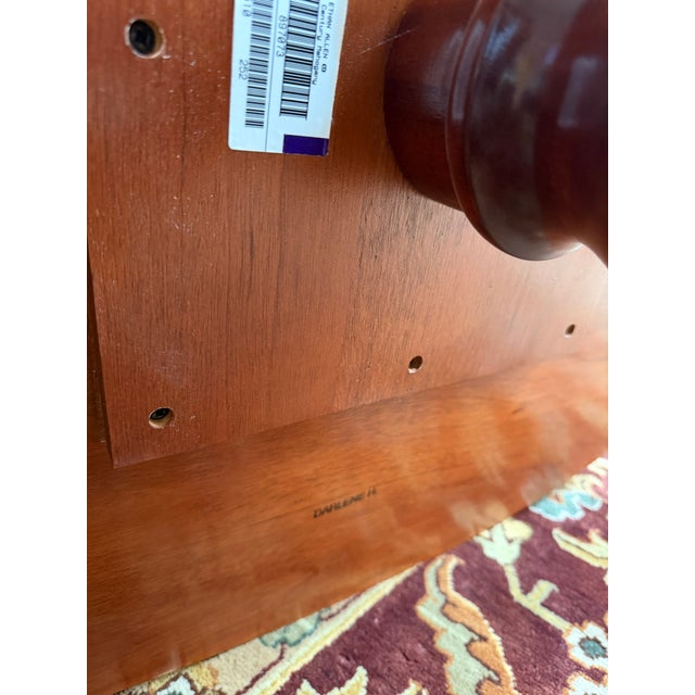 Ethan Allen 18th Century Chippendale Style Banded Mahogany Oval Coffee Table With Claw and Ball Feet For Sale - Image 12 of 13