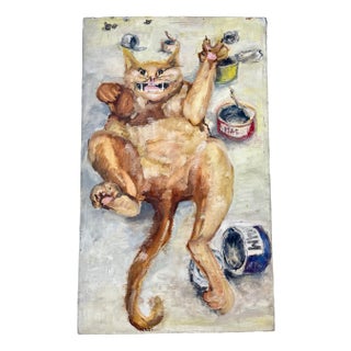 Andrzej Wróblewski, Pop Art Cat, 1960s, Oil on Canvas For Sale