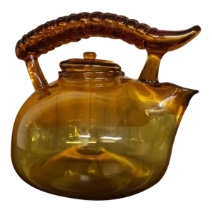 2000s Amber Blown Glass Small Teapot