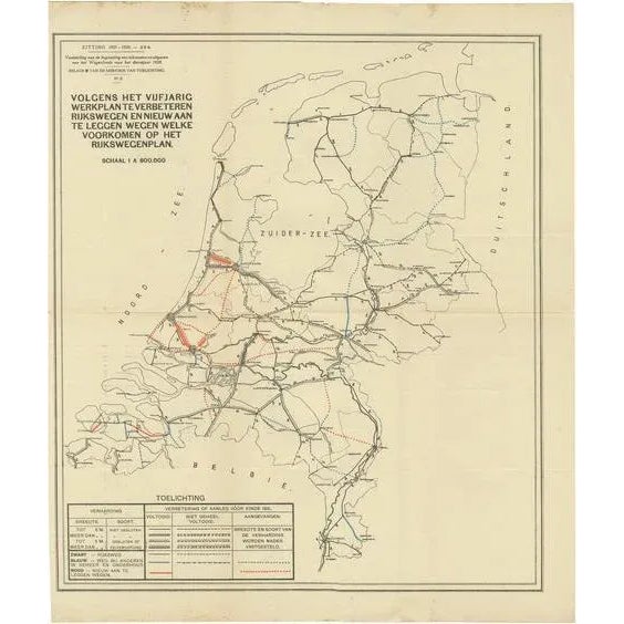 Vintage Road Map of the Netherlands, 1928 For Sale - Image 6 of 6