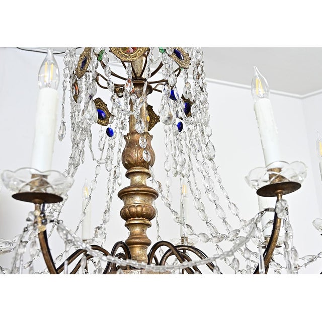 Italian 18th Century Massive Giltwood and Crystal Chandelier For Sale - Image 14 of 18