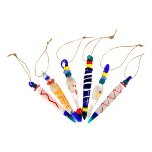 Vintage Handblown Art Glass Icicle Ornaments - Set of 6