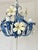Hollywood Regency French Blue and White Tole Floral Cage 4-Light Chandelier, 1970s For Sale - Image 3 of 15