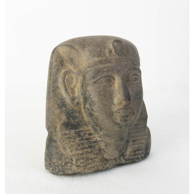 Egyptian Black Stone Pharaoh Bust Statue, 19th Century For Sale - Image 3 of 10