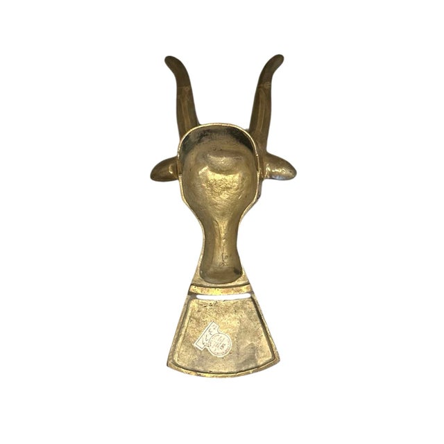 Vintage Brass Longhorn Boot Jack / Shoe Horn For Sale - Image 4 of 5