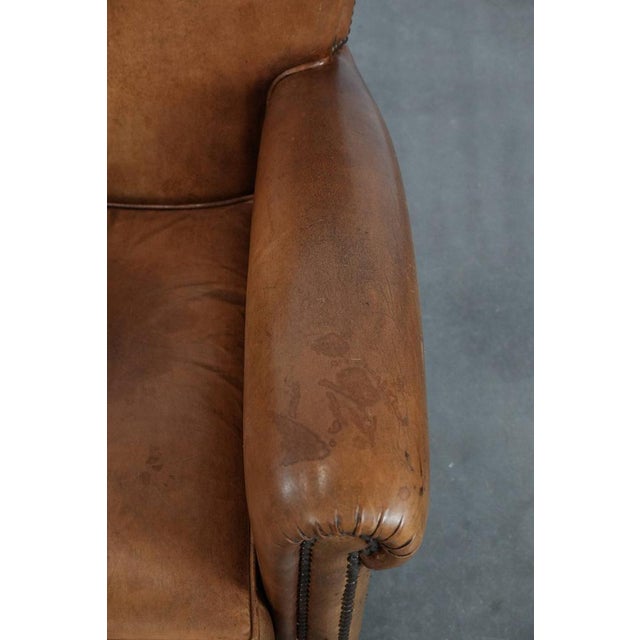 Brown Vintage Brown Sheepskin Armchair For Sale - Image 8 of 14