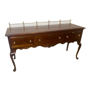 1990s Link Taylor Solid Mahogany Sideboard With Brass Rail For Sale