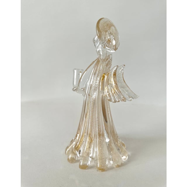 Gold Single Murano Glass Clear and Gold Infused Angel Candle Holder For Sale - Image 8 of 14
