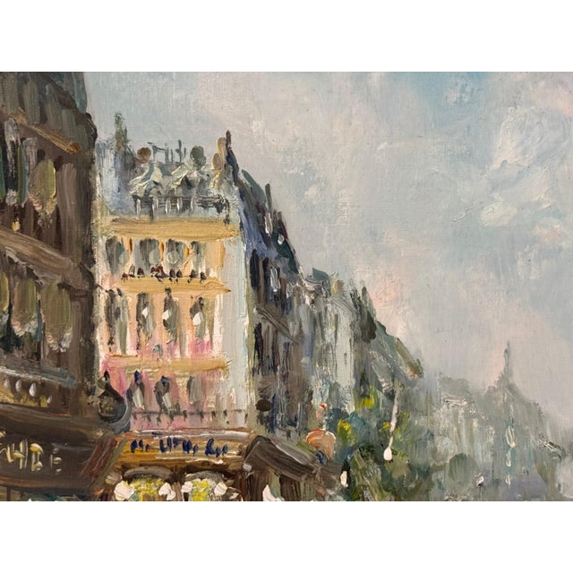 Paris Street Scene with Figures Parisian Street 20th Century Post-Impressionism 1975 Circa For Sale - Image 16 of 18